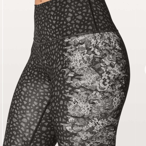Women's Black Patterned Leggings - Picture 2 of 7